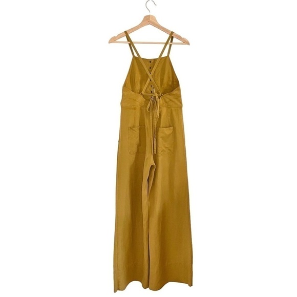 Ulla Johnson Effie Wide Leg Tie Back Apron Jumpsuit Ochre 2 - Picture 6 of 16